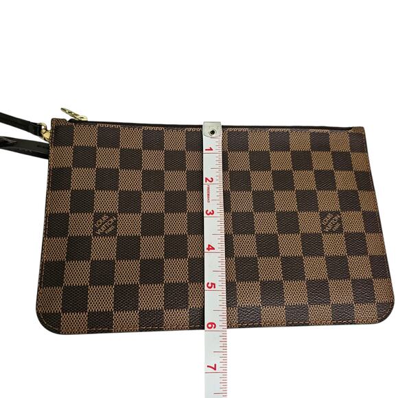 Louis Vuitton Damier Ebene Neverfull MM GM Pouch Wristlet Brown Canvas Leather - Picture 10 of 10
